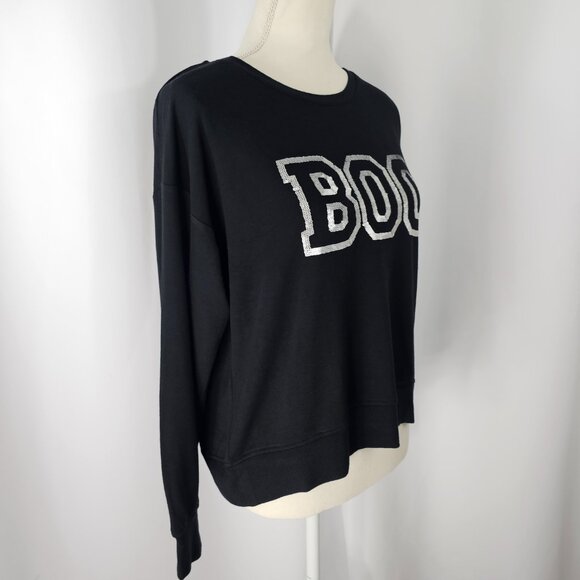 Cynthia Rowley Women's Black Sequin BOO Long Sleeve Rayon Sweatshirt Size S NWT - Picture 6 of 15